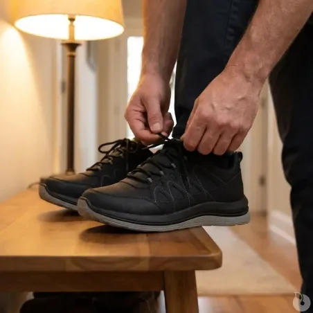 Baskets de marche homme synthétiques noires - Tige basse