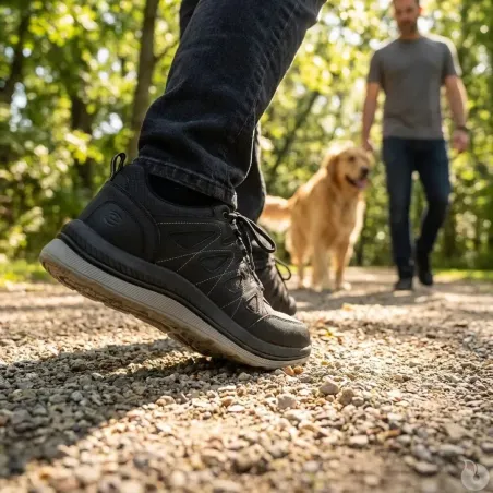 Baskets de marche homme synthétiques noires - Tige basse