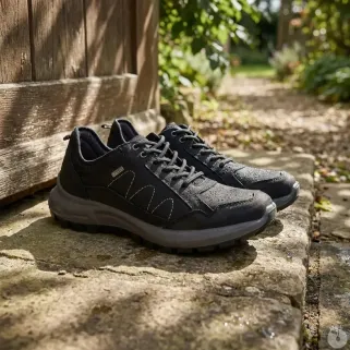 Chaussures basses Ayoka Dick noires cuir imperméable confort
