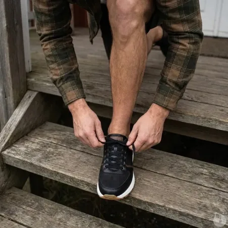 Baskets Homme Noir et Marron en Synthétique - Tige Basse