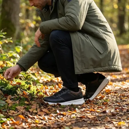 Baskets Homme Noir et Marron en Synthétique - Tige Basse