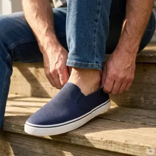 Chaussures souples homme en textile bleu marine - Tige basse