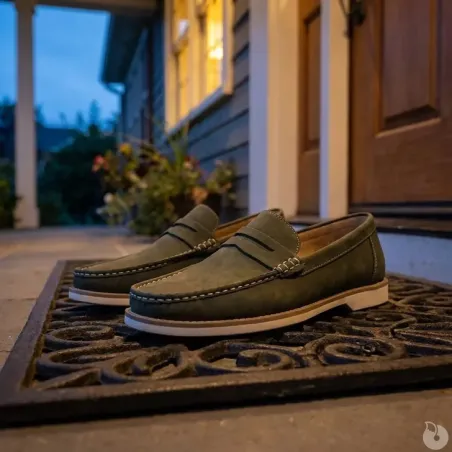 Mocassins Homme Kaki en Synthétique - Tige Basse