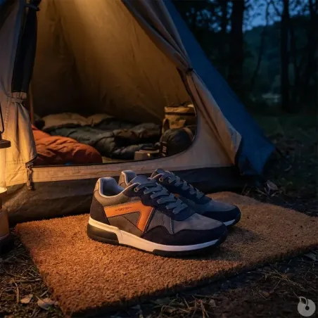 Baskets Homme Gris et Noir en Synthétique - Tige Basse