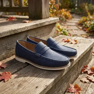 Mocassins Homme en Synthétique Bleu Marine - Tige Basse