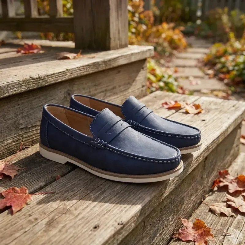 Mocassins Homme en Synthétique Bleu Marine - Tige Basse