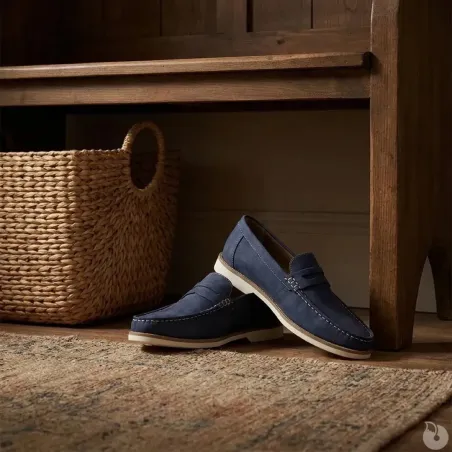 Mocassins Homme en Synthétique Bleu Marine - Tige Basse