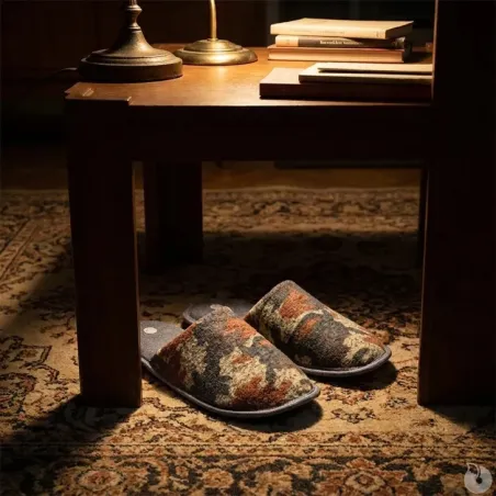 Chaussons camo homme textime doux brun vert orange 41/42 à 45/46