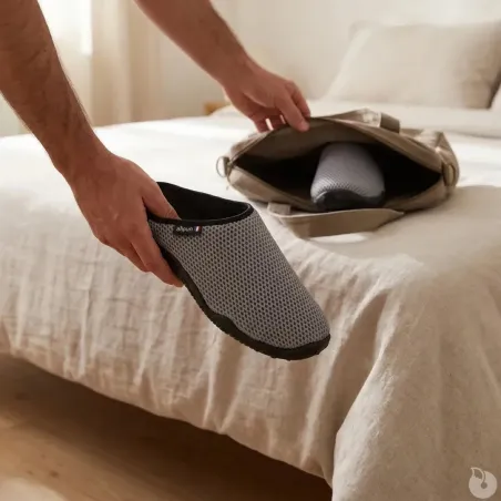 Chaussons mules résille Data - Homme - Gris