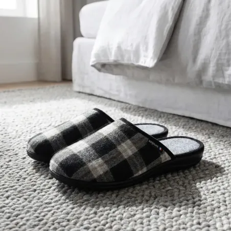 Chaussons mules Walter gris homme | Confort Airflex Made in France