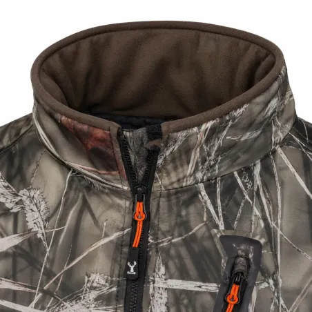 Blouson chasse softshell 4 poches polyester camo kaki S à 3XL