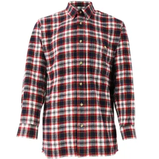 Chemise droite longue à carreaux bordeaux coton S à 4XL