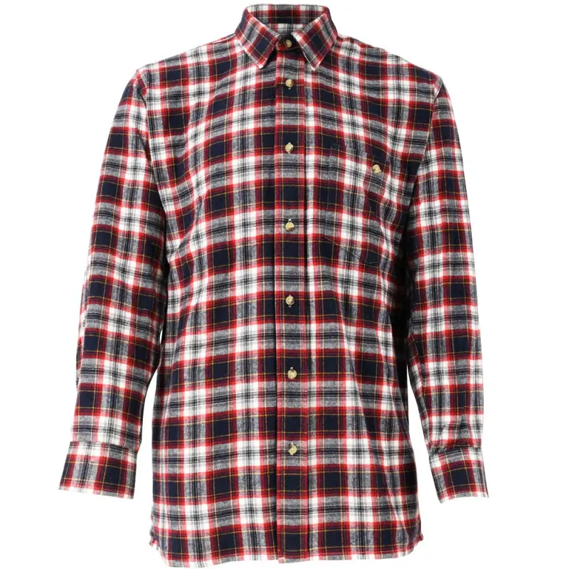 Chemise droite longue à carreaux bordeaux coton S à 4XL