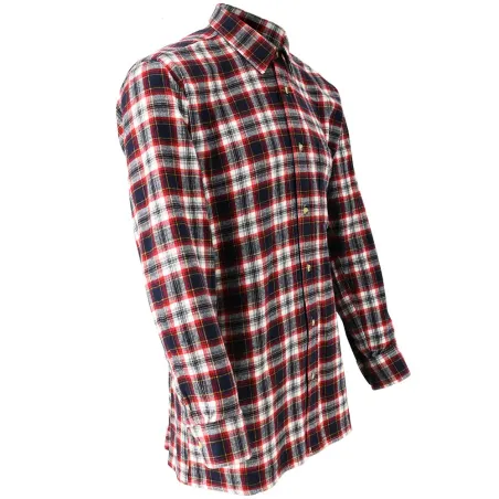 Chemise droite longue à carreaux bordeaux coton S à 4XL