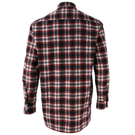 Chemise droite longue à carreaux bordeaux coton S à 4XL