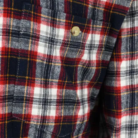 Chemise droite longue à carreaux bordeaux coton S à 4XL