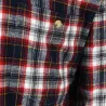Chemise droite longue à carreaux bordeaux coton S à 4XL