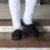 Chaussons mules Tara noirs effet pêche bordure léopard textile