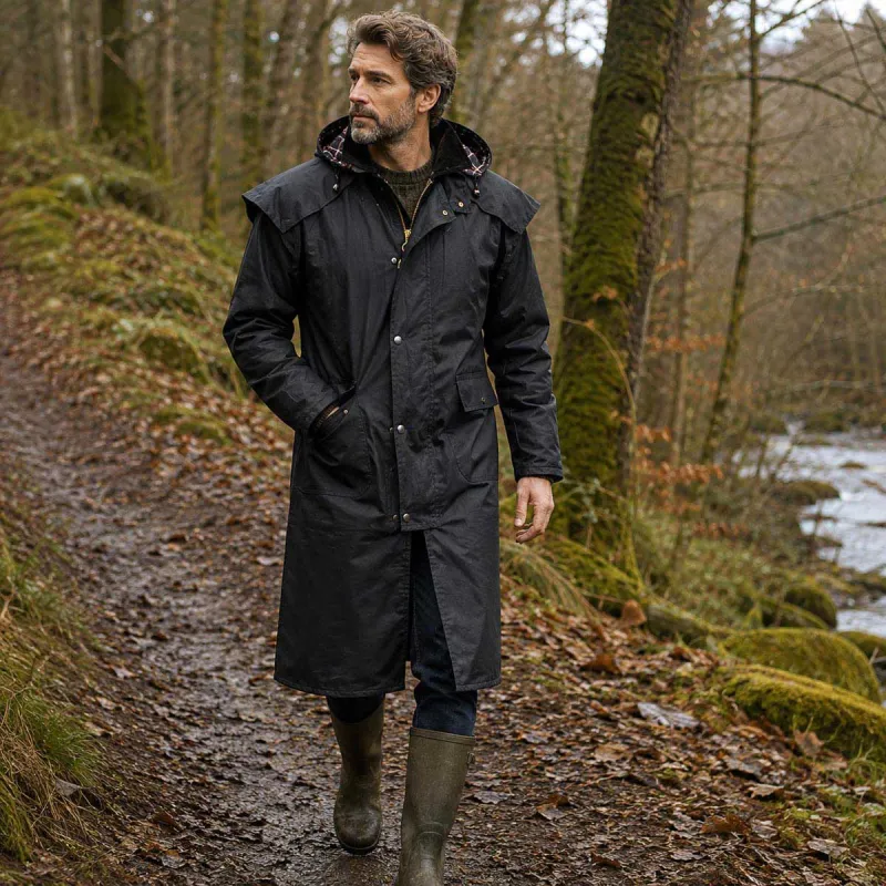 Manteau long Walker and Hawkes Waxstock navy de M à 3XL