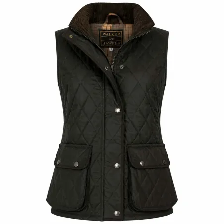 Gilet Walker and Hawkes Haxby Vert Coton Ciré Femme