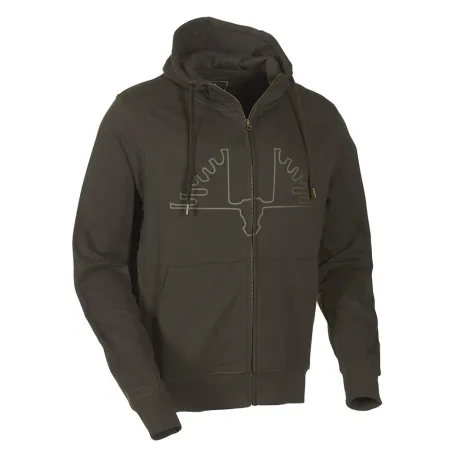 Sweat capuche Ultra full zip coton sérigraphié vert kaki S à 2XL