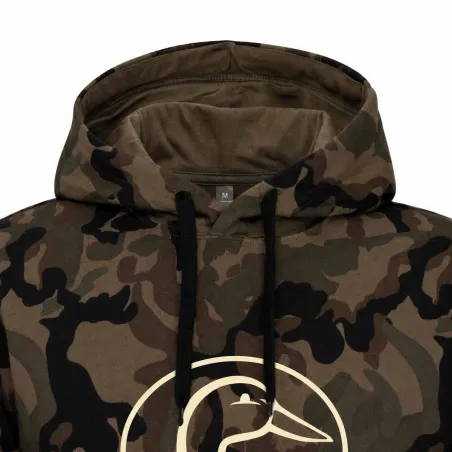 Sweat capuche camo Woodland 80% coton 280g poche ventrale