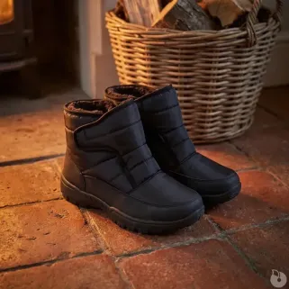Bottines femme noires fourrées à scratch du 36 au 41