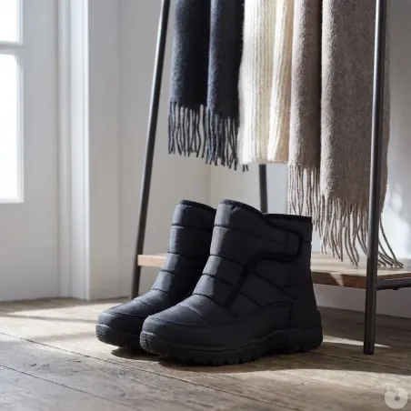 Bottines femme noires fourrées à scratch du 36 au 41