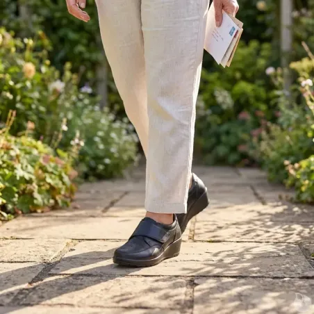 Chaussures scratch noir talon compensé PU - Fermeture pratique
