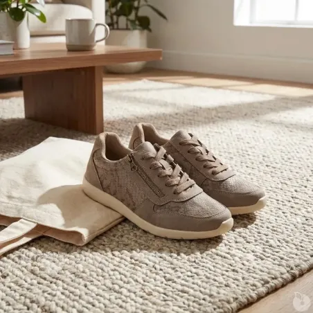 Baskets beige à lacets et zip latéral du 37 au 41