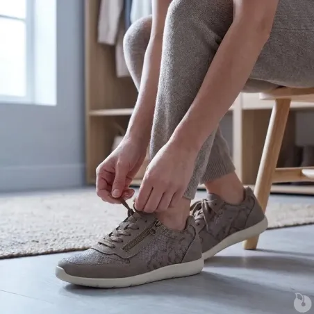 Baskets beige à lacets et zip latéral du 37 au 41