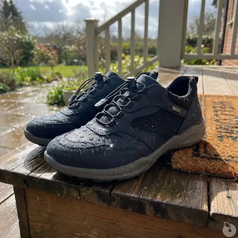 Baskets Duru cuir bleu marine imperméables fermeture élastique