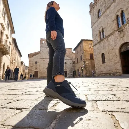 Baskets Duru cuir bleu marine imperméables fermeture élastique