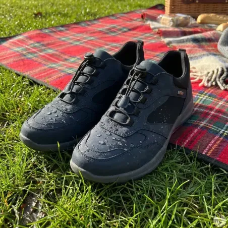 Baskets Duru cuir bleu marine imperméables fermeture élastique