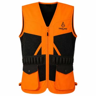 Gilet Treeland orange déperlant 20 cartouchières polyester coton