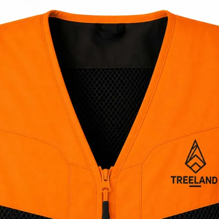 Gilet Treeland orange déperlant 20 cartouchières polyester coton