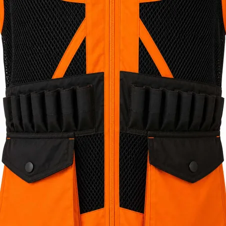 Gilet Treeland orange déperlant 20 cartouchières polyester coton