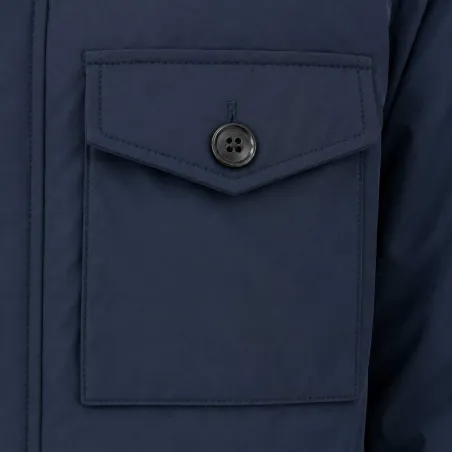 Parka réversible col montant polyester marron/bleu marine M à 2XL
