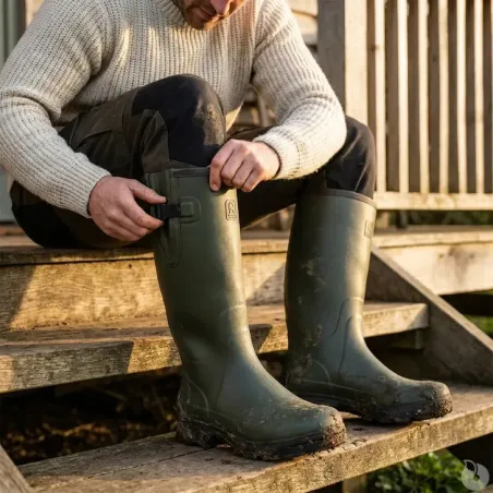 Bottes Veneur néo Homme - Vert 100% Caoutchouc