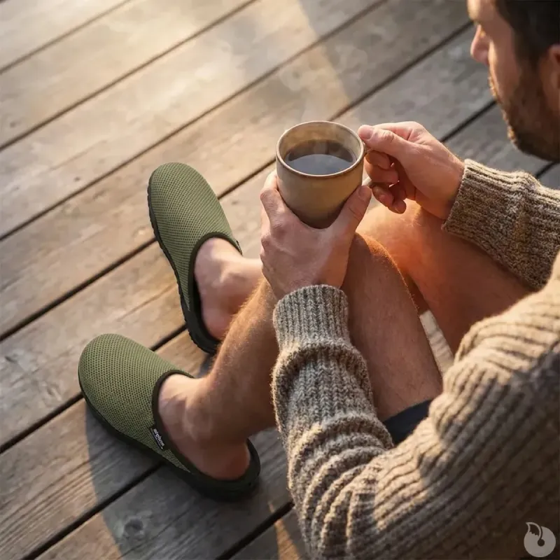 Chaussons mules résille Data pour homme - Kaki