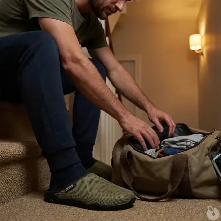Chaussons mules résille Data pour homme - Kaki