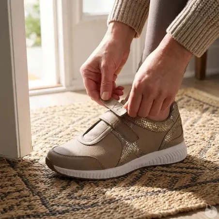 Baskets à scratch Doka en cuir beige pour femme - Ayoka