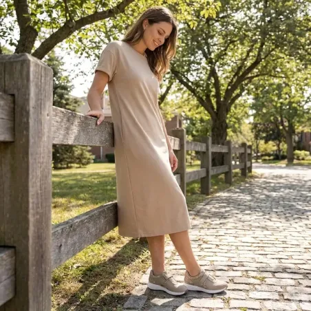 Baskets à scratch Doka en cuir beige pour femme - Ayoka