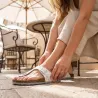 Sandales Palmiers Byal en Cuir Blanc et Argenté - Femme - Ayoka