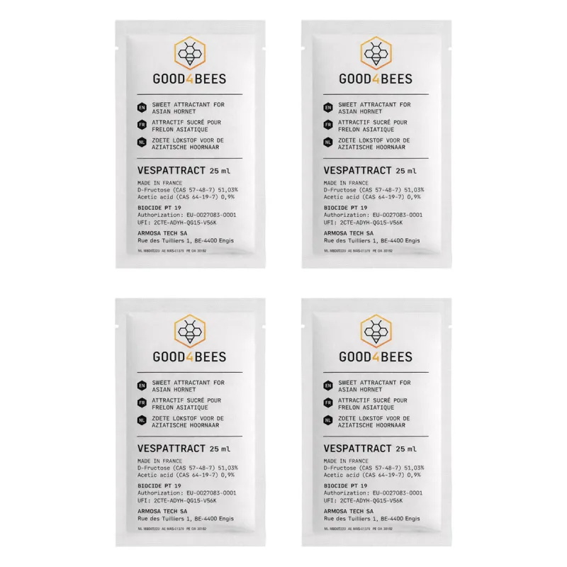 Lot 4 sachets attractifs pour piège frelons asiatiques