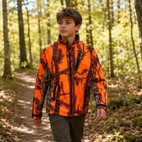 Blouson enfant Softshell Ghostcamo 3 poches polyester 6 à 16 ans