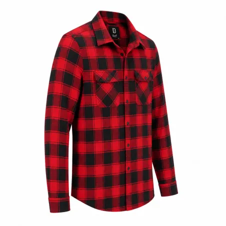 Chemise Homme à Carreaux Rouge et Noire Brandit® - Flanelle 100% Coton