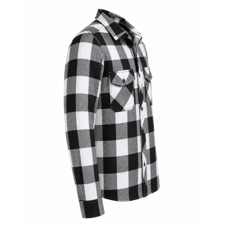Chemise Homme à Carreaux Brandit® - Blanche et Noire - Manches Longues en Flanelle 100% Coton