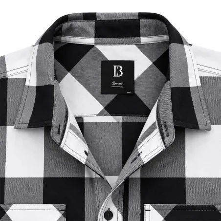 Chemise Homme à Carreaux Brandit® - Blanche et Noire - Manches Longues en Flanelle 100% Coton
