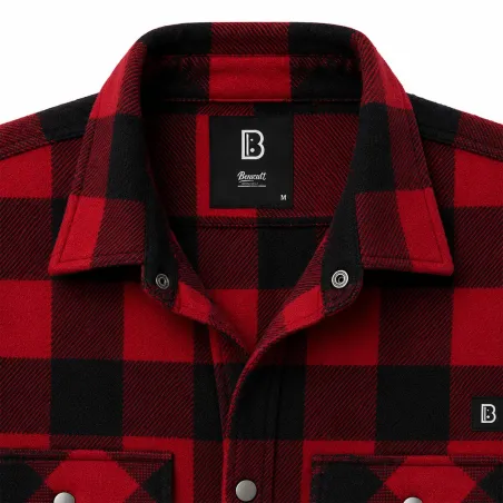 Chemise Polaire Homme Jeff Brandit® - Rouge et Noire - Manches Longues